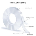 3 Rolls Double Sided Tape, Nano Tape, Transparent Adhesive Tape, Traceless - Image 2
