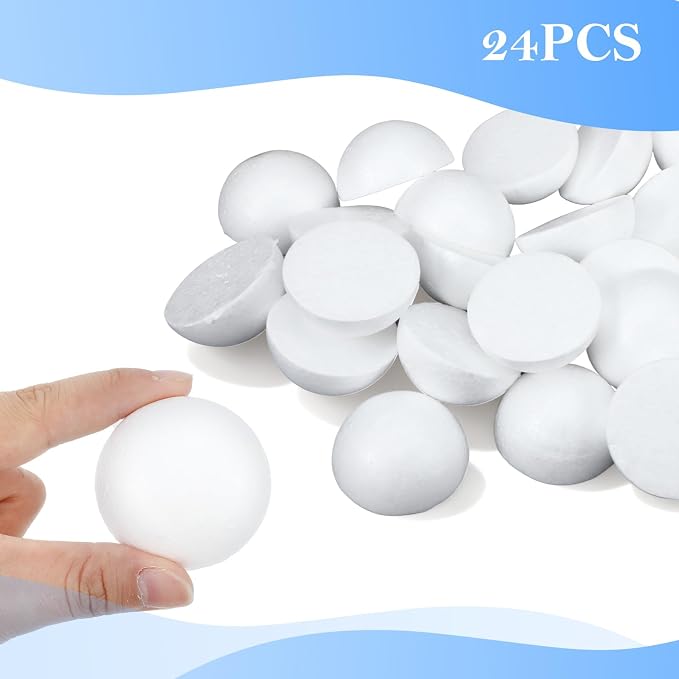Jeffdad 24 Pcs Half Foam Balls, 1.4 Inch Half Round Styrofoam Foams Ball | - Image 3