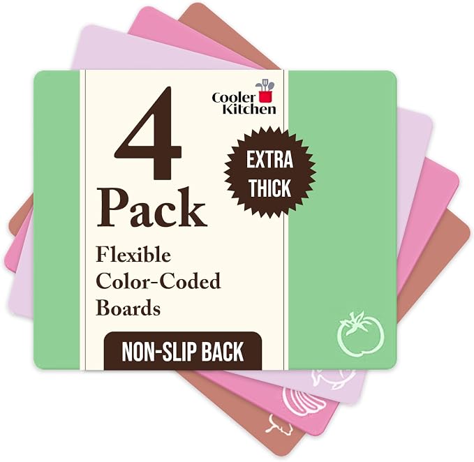 Cooler Kitchen Extra Thick Pastel Flexible Plastic Cutting Board Mats by CoolerKitchen