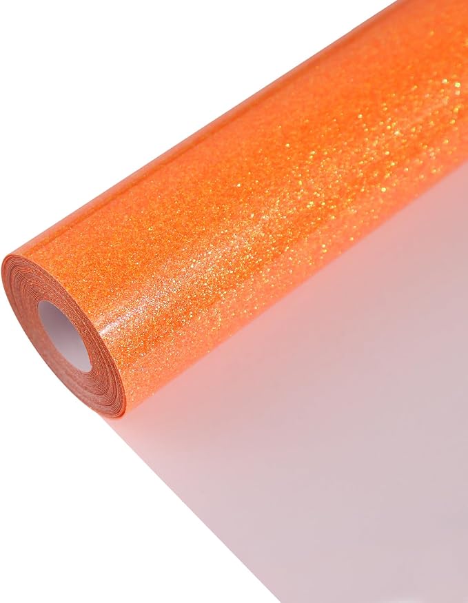 Neon Orange Glitter Heat Transfer Vinyl 12" x 8 ft HTV by MerryMade