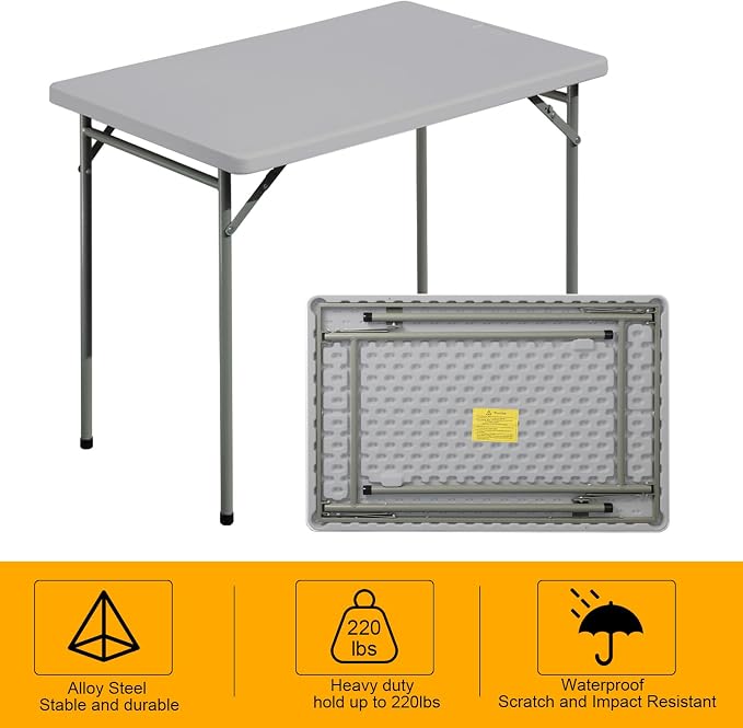 Folding Table 3ft Rectangular All-Occasion Plastic Folding Event Table - Image 5