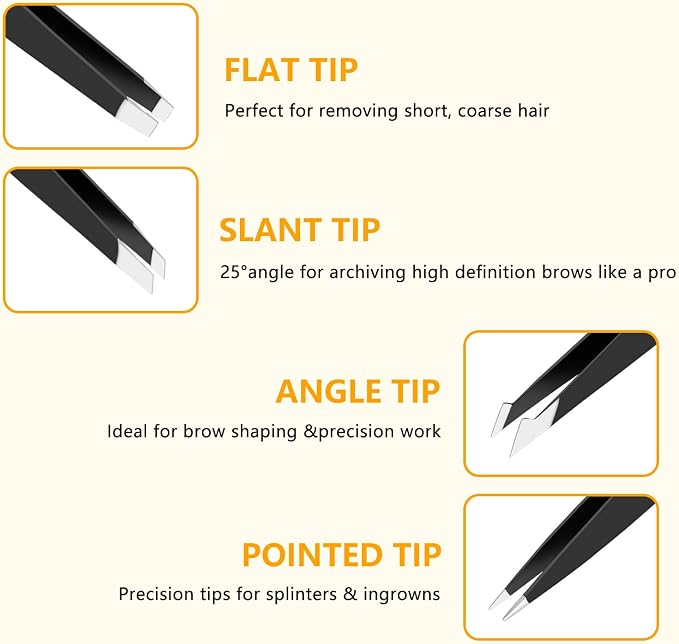 DTDNZKN 4 PCS Stainless Steel Tweezers Set Black | Precision Tweezers - Image 2