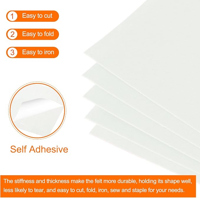 MECCANIXITY Adhesive Felt Sheets, 11.8 x 7.9 Inch, Creamy White - Image 4