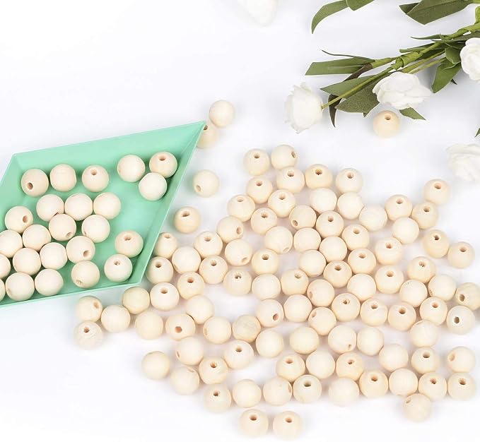400pcs 16mm Wood Beads Natural Unfinished Round Wooden Loose Beads Wood Spacer - Image 3