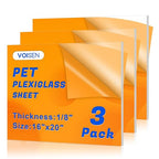 VOISEN 3 Pack Plexiglass Sheets 1/8 Inch Thick, Display Cases, Sneeze Guard by VOISEN