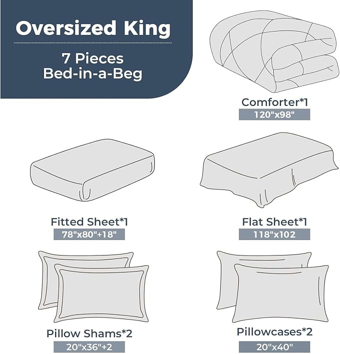 HEVUMYI Light Grey 120x98 Oversized King Comforter Set - Image 8