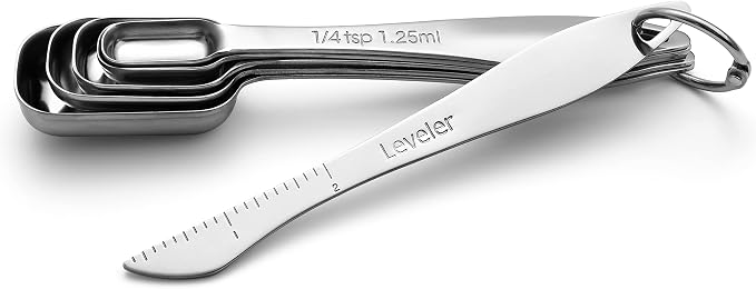 Spring Chef Stackable Stainless Steel Measuring Spoons Set of 6 w/Leveler | - Image 9