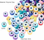 100pcs Colorful Evil Eye Polymer Clay 10mm Spacer Beads - Image 2