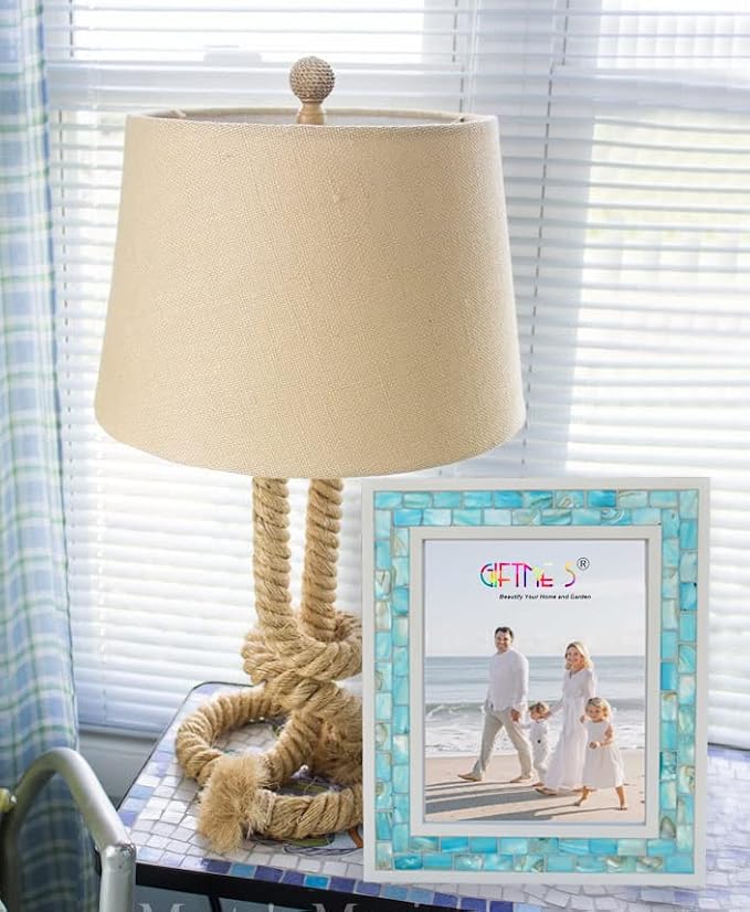 Beach Picture Frame 8x10 Blue, Mother of Pearl Picture Frame, Mosaic Glass Frame - Image 5