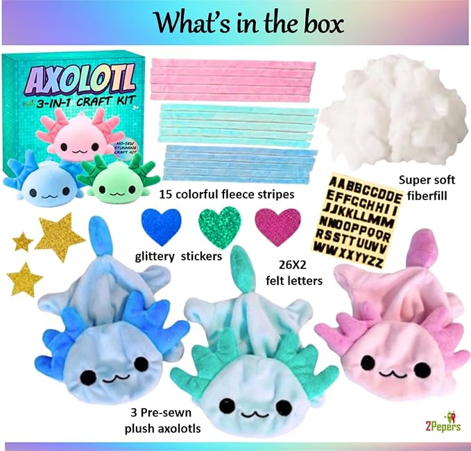 3-in-1 DIY Axolotl Plush Toys Arts and Crafts Kit - Image 3