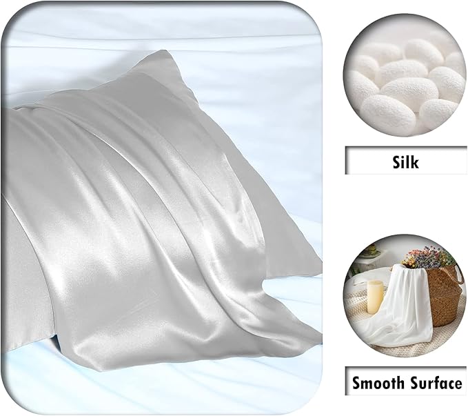 Silk Pillow Cases 2 Pack Soft Breathable and Sliky King Size Pillow Cases Set - Image 2