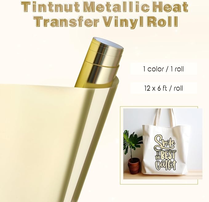 Tintnut Gold and Silver Holographic HTV Vinyl Roll, easy cut & weed, stretch - Image 2