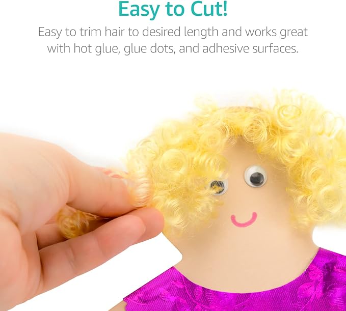 Hygloss 2 oz Curly Doll Hair for Crafts Assorted- Premium Synthetic Hair for - Image 3