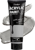 JusArt Gray Acrylic Paint, 8.45oz/250ml Large Tube, Heavy Body Rich Pigment by JusArt%7CCreativeArtSupplies