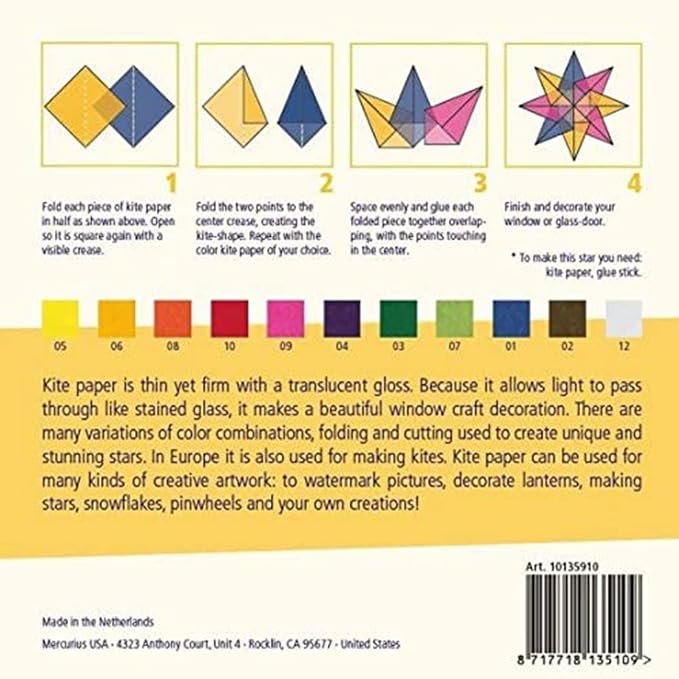 Mercurius Kite Paper 6"x6" – 100 Colored Transparent Sheets - Image 2