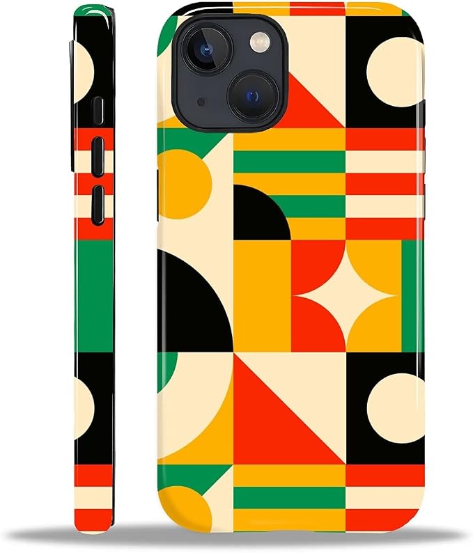 ZHEGAILIAN Case for iPhone 15, Geometric Colors Durable Shockproof Silicone + by Home