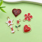 Valentine's Day Heart Charms Set, Decorative Rose and Flower Designs - Image 5