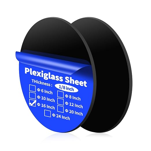 Art3d Round Black Plexiglass Sheets, 16 Inch Diameter, 1/8" Thick | Circle by Art3d