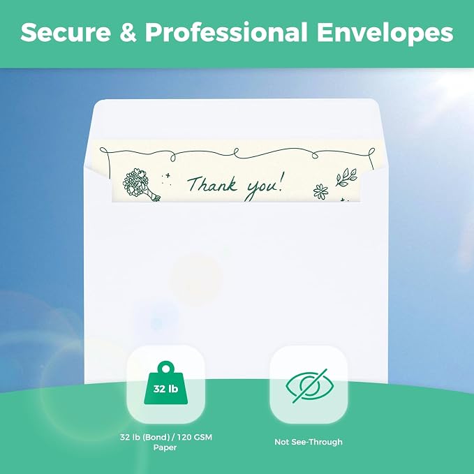 Ohuhu 4x6 Blank White Cards and Self-Seal Envelopes 100 Pack - Image 8