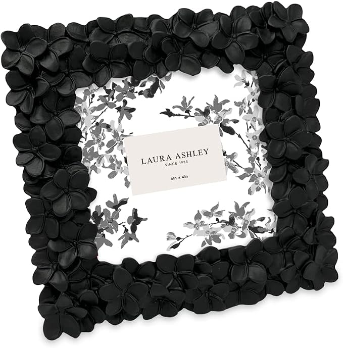 Laura Ashley 4x4 Black Flower Textured Hand-Crafted Resin Picture Frame w/Easel by Unknown