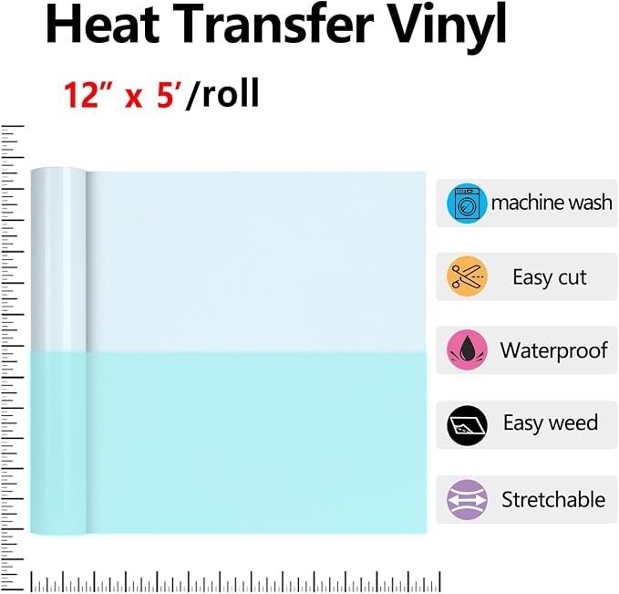 HTVVETUR Glow in The Dark HTV Heat Transfer Vinyl Roll 12 Inch by 5 Feet Iron - Image 3