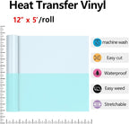 HTVVETUR Glow in The Dark HTV Heat Transfer Vinyl Roll 12 Inch by 5 Feet Iron - Image 3
