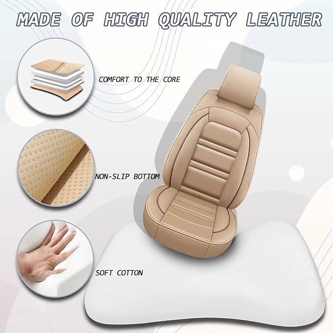 Seat Cover for Infiniti fx35 2003-2012 | Car Seat Covers Front Seats, Waterproof Seat Protectors, Automotive Front Seat Covers (Front Seat, Beige)