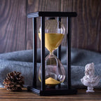 BELLAWARE Hourglass Timer with Golden Sand, 60 Minute Wooden Sand Timer | by BELLAWARE