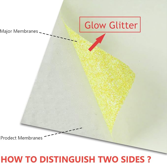 guangyintong Heat Transfer Vinyl Glow Glitter Light Yellow HTV Rolls, Glitter - Image 2
