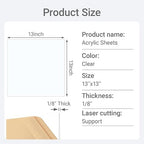 1/8" Thick Clear Acrylic Sheet 13" x 13" - Image 6