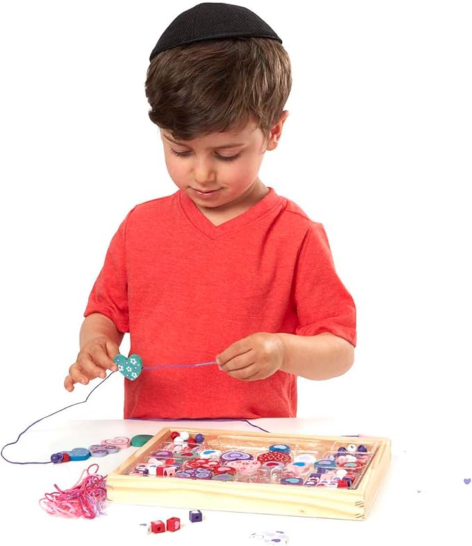 Melissa & Doug Created by Me! Heart Beads Wooden Bead Kit, 120+ Beads and 5 - Image 6