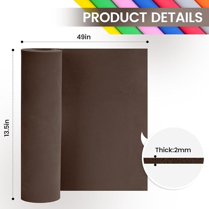 Do²ping Brown Eva Foam Sheets roll, 2mm eva Craft Foam 49''x13.5'' High Density - Image 2