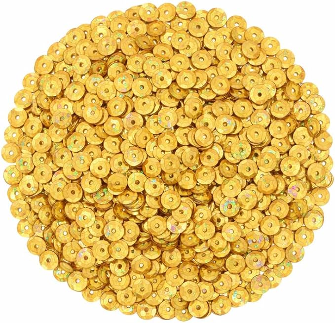 Mandala Crafts 6mm Cup Round Holographic Gold Sequins - Image 2
