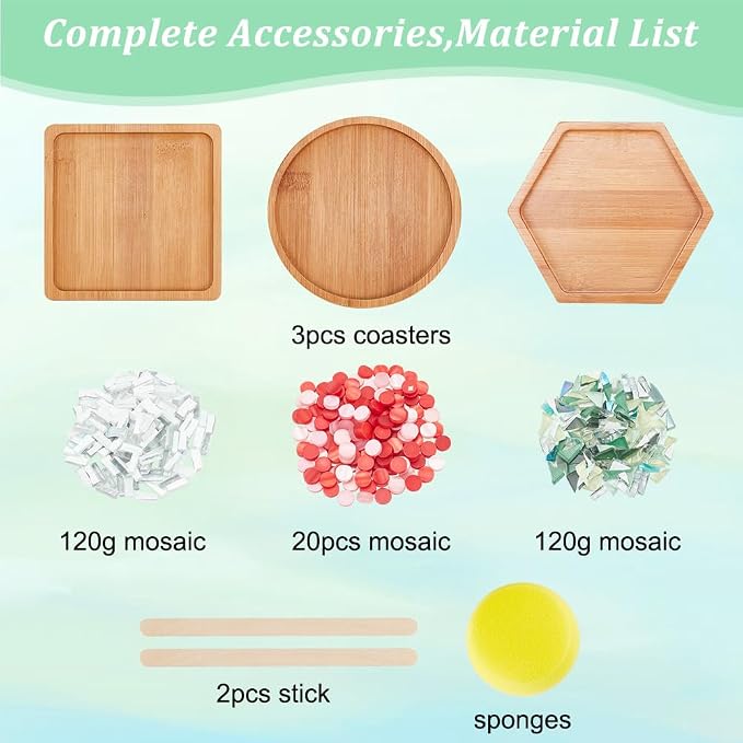 WEBEEDY 3 Styles DIY Mosaic Craft Kit Easy to Make DIY Flower Mosaic Bamboo - Image 2