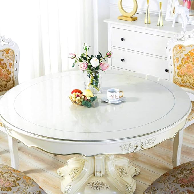 Wadrac Round Coffee Dining Table Protector Clear Plastic Table Pad Cover - Image 2