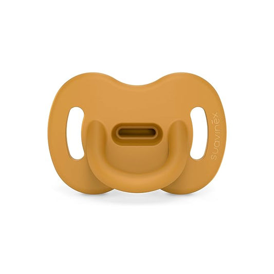 Color Essence SX PRO Silicone Baby Pacifier 1Pk, Made with 100% Soft Silicone, Baby Essentials Perfect for Breastfeeding Babies, Designed in Spain, 6-18 Mths, Bright Mustard