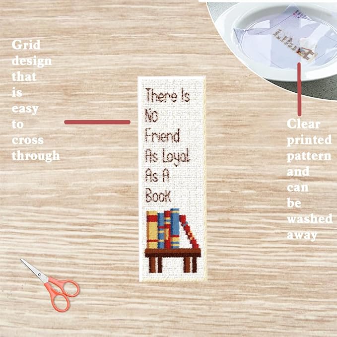FREEBLOSS 6 Set Cross Stitch Bookmark Kit Books Pattern Stamped Cross Stitch - Image 3