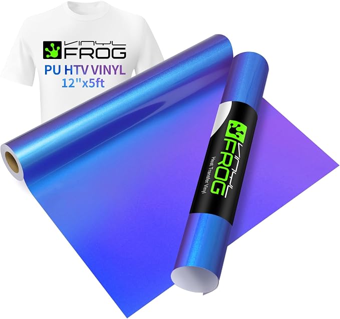 VINYL FROG Chameleon Heat Transfer Vinyl Roll 12" x5ft Gradient HTV Vinyl | by VINYLFROG