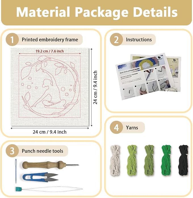 DOODLREAM Zen Yoga DIY Punch Needle Embroidery Kit - Image 2