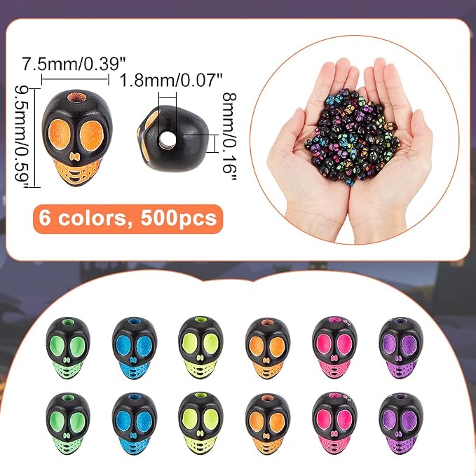 arricraft 500 Pcs Acrylic Skull Beads - Image 2