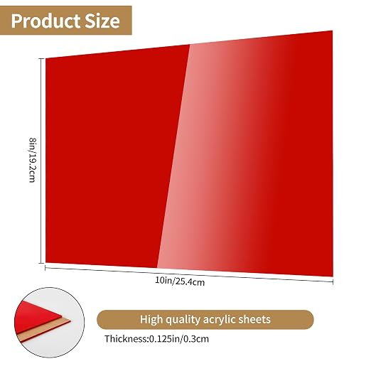 Lesnlok 8 x 10 Red Acrylic Sheets 1/8 inch Thick 3mm 2 Pieces Cast Plexiglass - Image 2