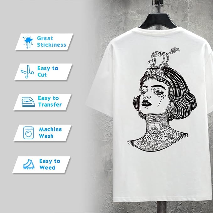 Black Heat Transfer Vinyl Bundle 16-Pack 12" x 10" Heat Transfer Vinyl T-Shirt - Image 6