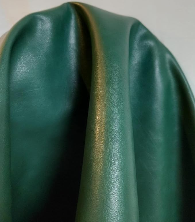 Green Soft Faux Vegan Leather Fabric Sheet PU Peta Approved Vegan | 1 Yard Cut - Image 2