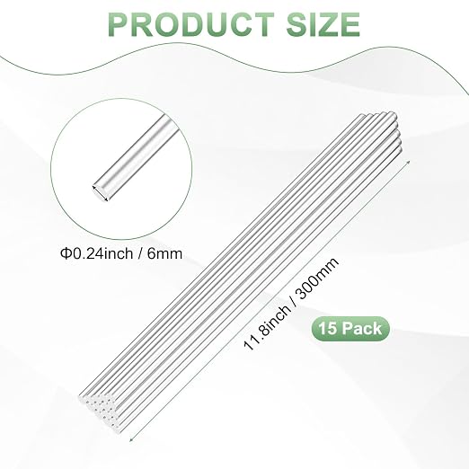 M METERXITY 15-Pack Acrylic Round Rods, 11.81 x 0.24 Inch/ 300 x 6 mm Clear - Image 3