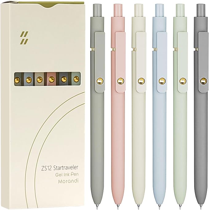 UIXJODO 6 Pcs Gel Pens 0.5mm Quick Dry Black Ink Pens Fine Point Smooth Writing by UIXJODO