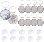 DICOSMETIC 10 Sets Cabochon Keychain Blanks Keychain Pendant Tray 35mm Platinum by DICOSMETIC