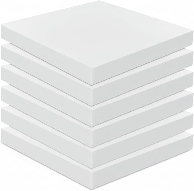 Frienda 6 Pack 3" X 22" X 22" Upholstery High Density Foam Cushion White by Frienda