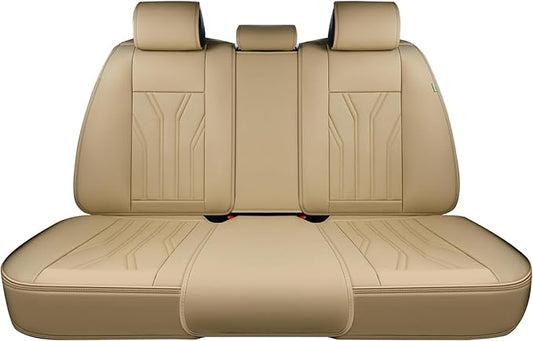 FLORICH Rear Seat Covers Leather Car Seat Covers Waterproof Back Seat Cover Automotive Seat Covers Universal Seat Cushion Protector for Most Cars Trucks SUV-Beige