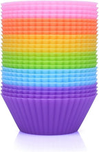Mini Silicone Muffin Cups, 24 Pack Reusable Cupcake Molds, Plum Blossom | - Image 2