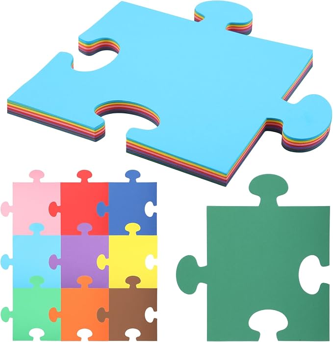 Glenmal 100 Pcs Large Blank Puzzle Pieces Oversize Blank Papers Puzzle Pieces by Glenmal